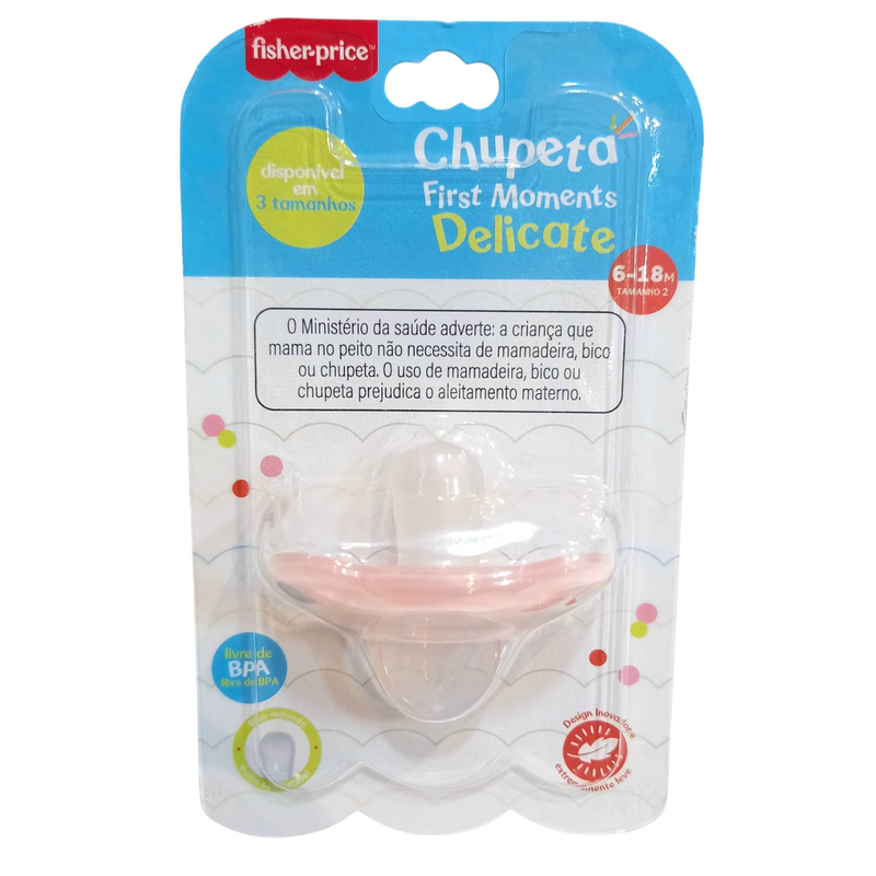Chupeta Fisher Price First Moments Delicate em Silicone 6-18 Meses Rosa