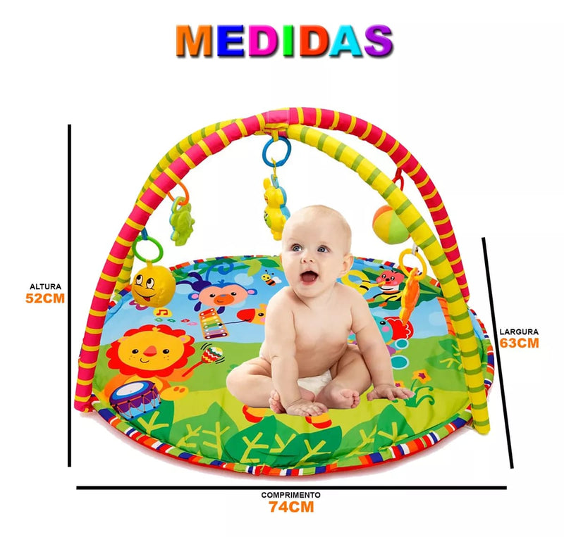 Tapete de Atividades Tummy Time Ginásio Redondo Colorido Estampado