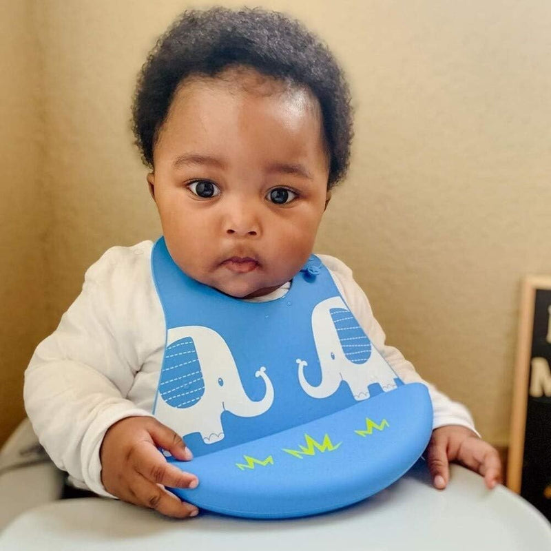 Babador de Silicone com Porta Migalhas Azul - Nuby