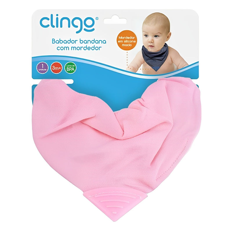 Babador Bandana com Mordedor Rosa - Clingo