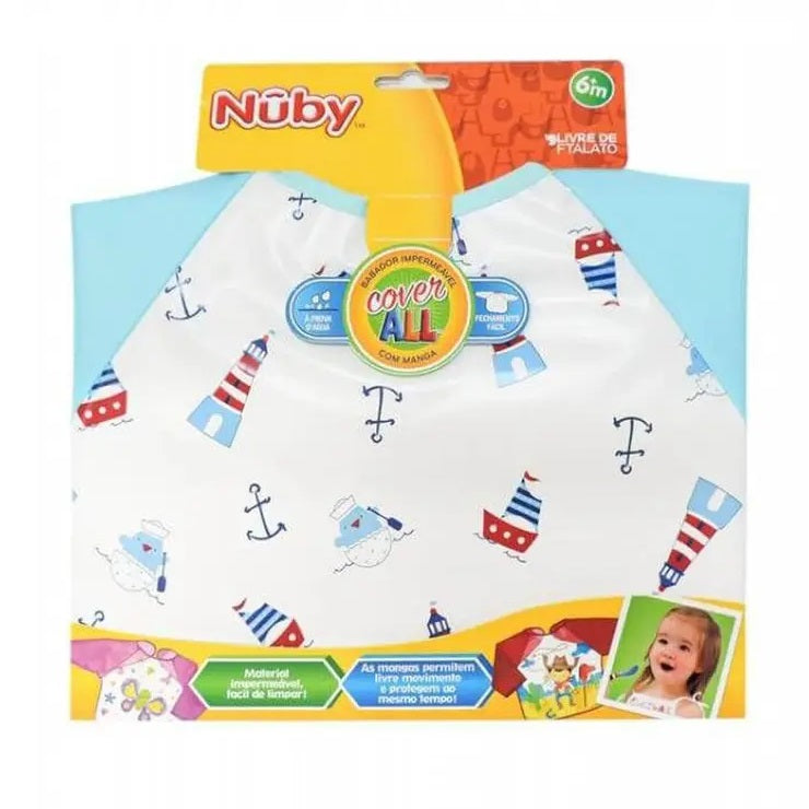 Babador Impermeável com Manga Azul - Nuby