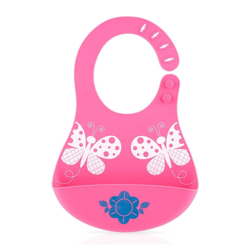 Babador de Silicone com Porta Migalhas Rosa - Nuby