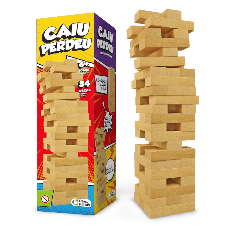 Brinquedo Didático Jenga Caiu Perdeu 54 Peças - Pais e Filhos