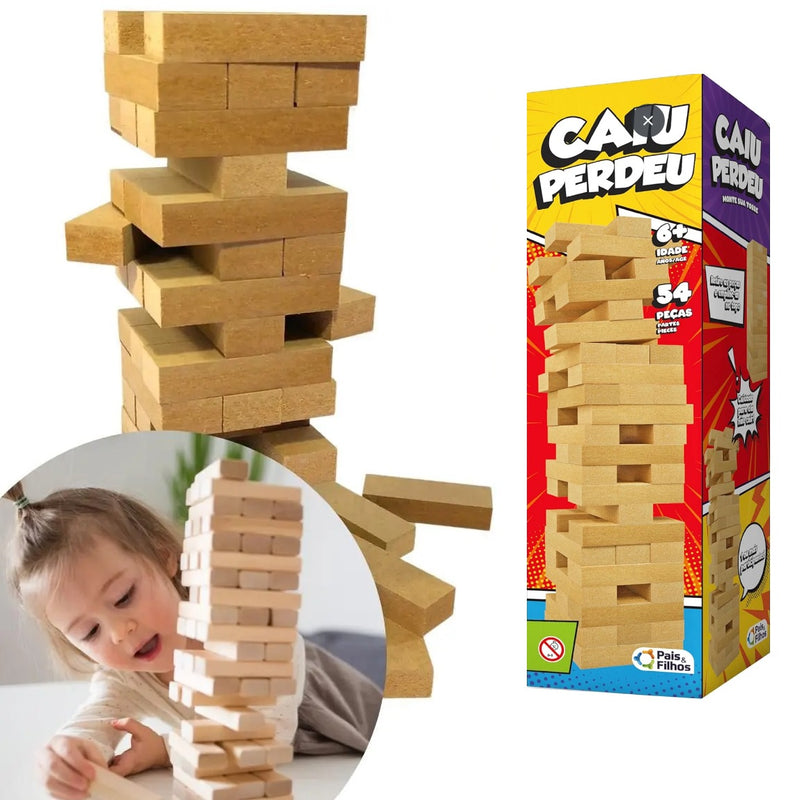 Brinquedo Didático Jenga Caiu Perdeu 54 Peças - Pais e Filhos