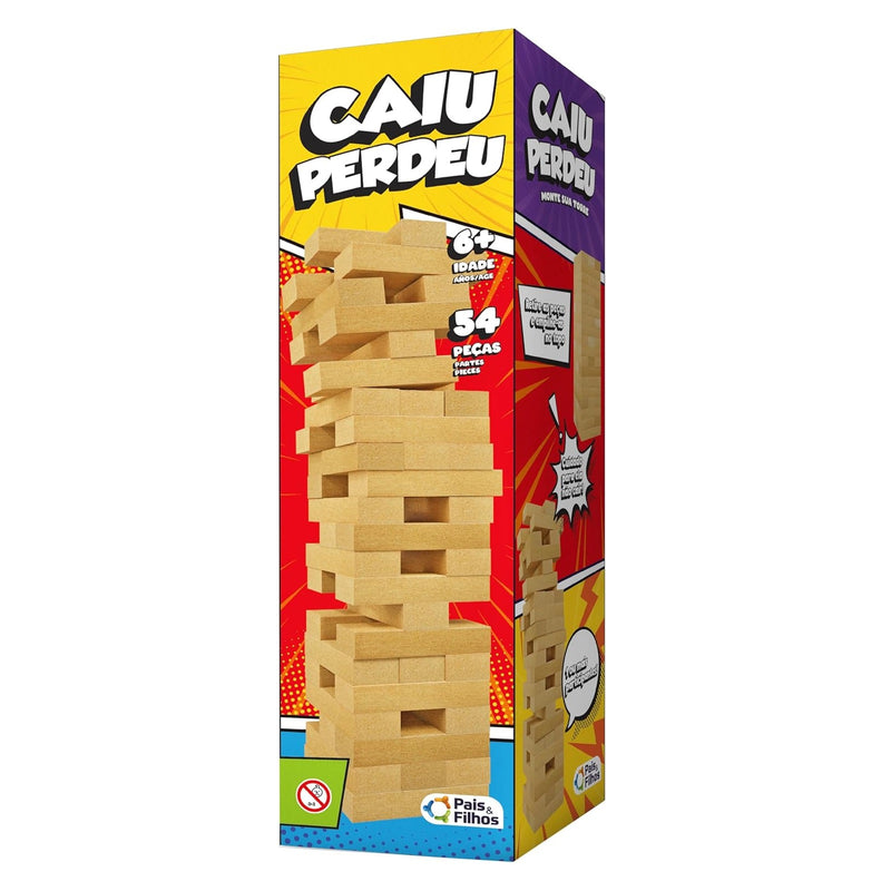 Brinquedo Didático Jenga Caiu Perdeu 54 Peças - Pais e Filhos