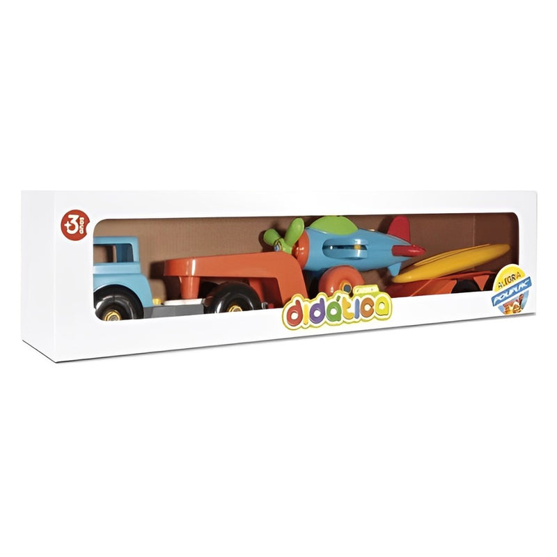 Brinquedo Educativo Carreta com Avião Didático - Poliplac