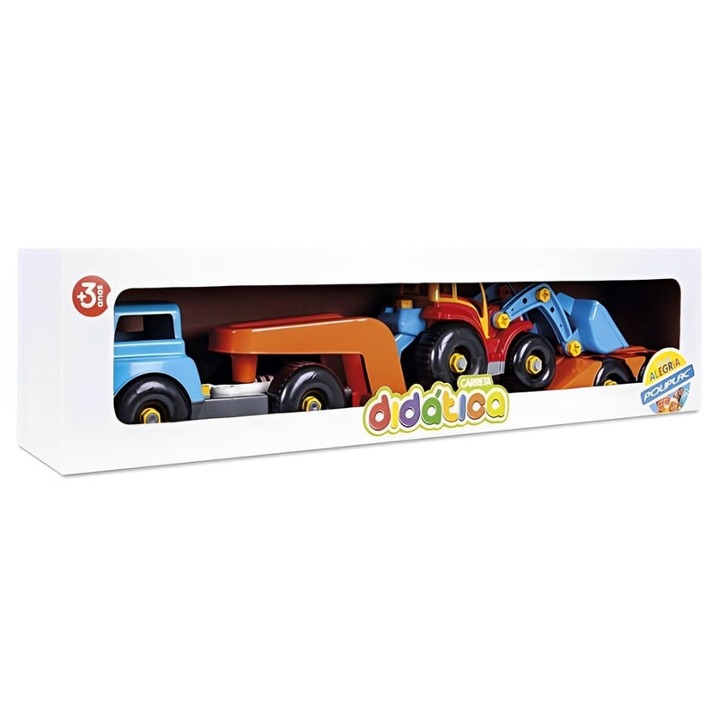 Brinquedo Educativo Carreta com Trator Didático - Poliplac