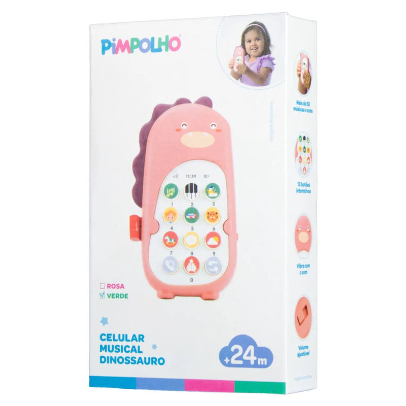 Brinquedo Celular Musical Dinossauro Rosa - Pimpolho