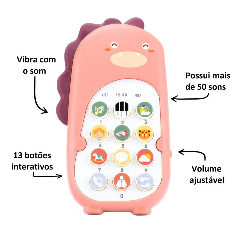 Brinquedo Celular Musical Dinossauro Rosa - Pimpolho