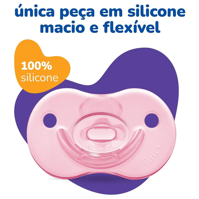 Chupeta Lillo Soft Calming 100% Silicone Rosa 0-6 Meses - Lillo