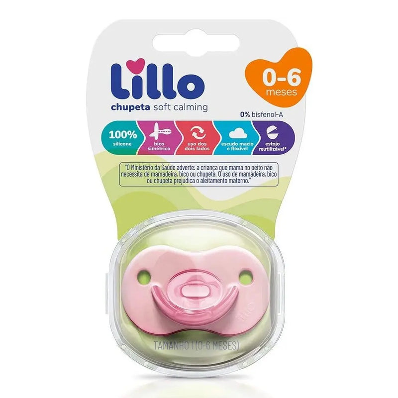 Chupeta Lillo Soft Calming 100% Silicone Rosa 0-6 Meses - Lillo