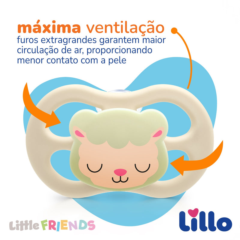 Chupeta Lillo Little Friends Glow Ovelha Brilha no Escuro 0-6 Meses - Lillo