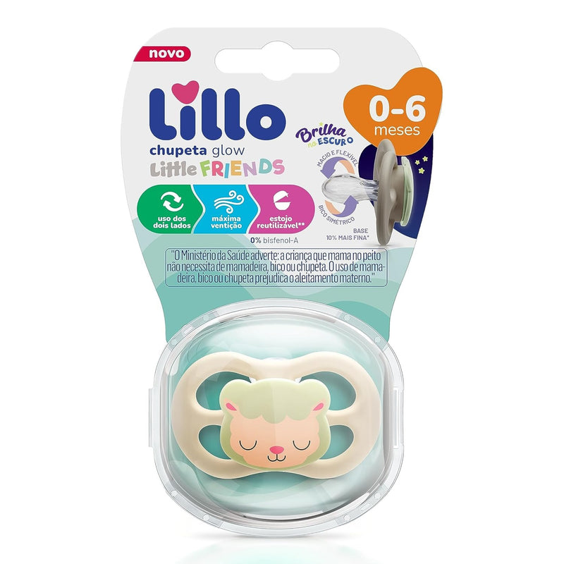 Chupeta Lillo Little Friends Glow Ovelha Brilha no Escuro 0-6 Meses - Lillo