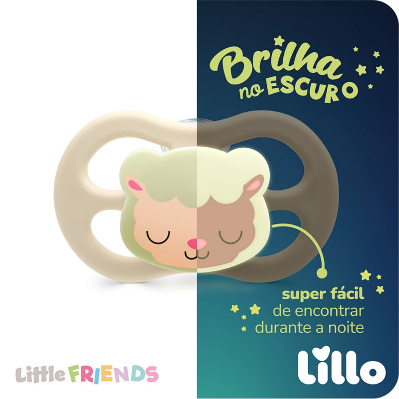 Chupeta Lillo Little Friends Glow Ovelha Brilha no Escuro 0-6 Meses - Lillo