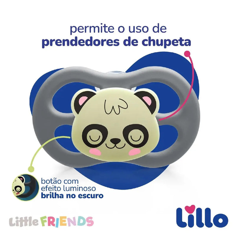 Chupeta Lillo Little Friends Glow Panda Brilha no Escuro +6 Meses - Lillo