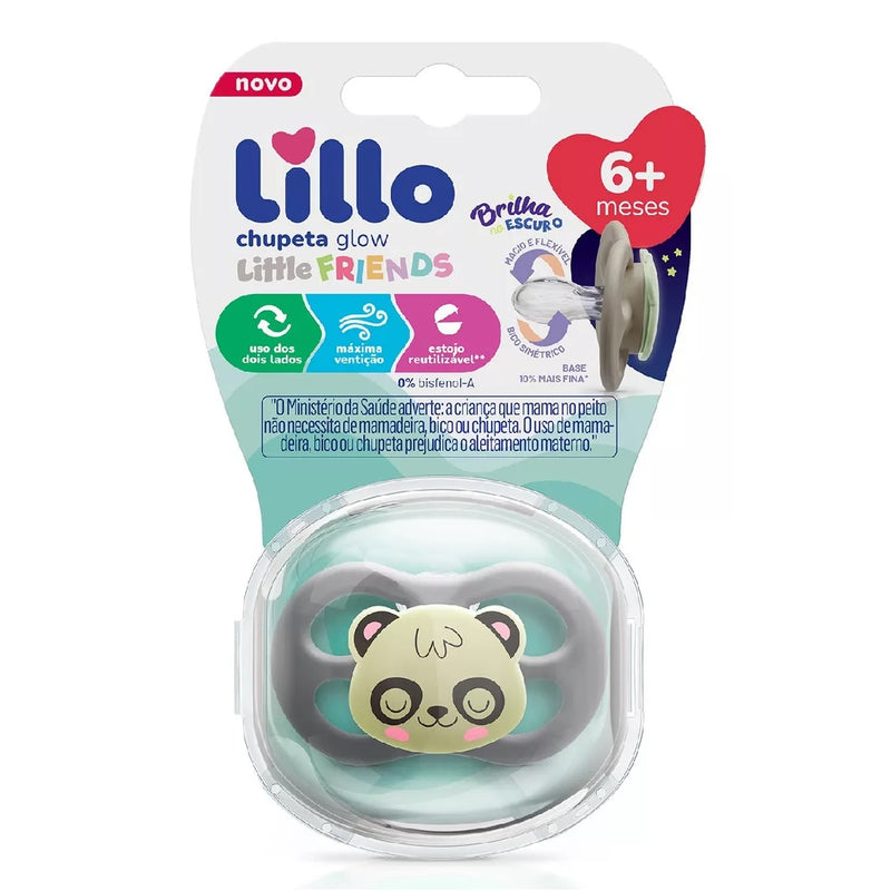 Chupeta Lillo Little Friends Glow Panda Brilha no Escuro +6 Meses - Lillo