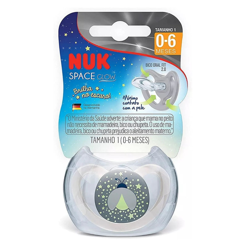 Chupeta Nuk Space Glow Vagalume Brilha no Escuro 0-6 Meses - Nuk