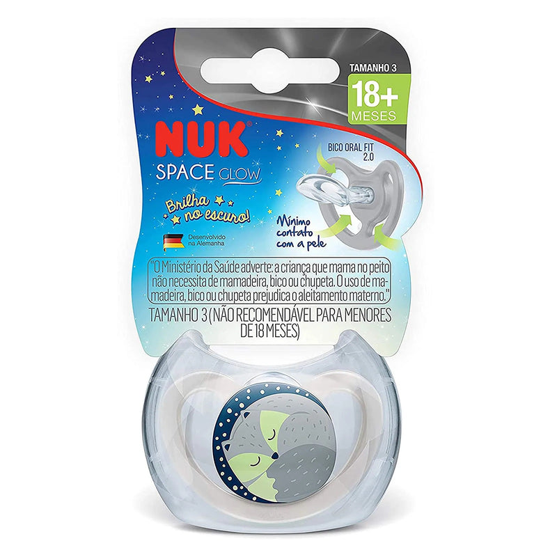 Chupeta Nuk Space Glow Raposa Brilha no Escuro +18 Meses - Nuk