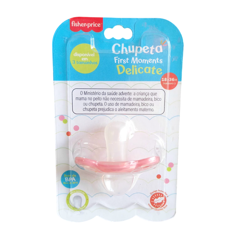 Chupeta Fisher Price First Moments Delicate em Silicone 18-36 Meses Rosa