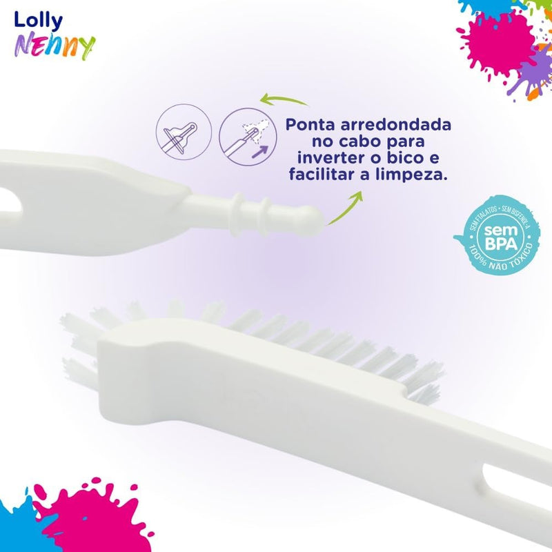 Escova de Limpeza para Mamadeira e Bico Branco - Lolly