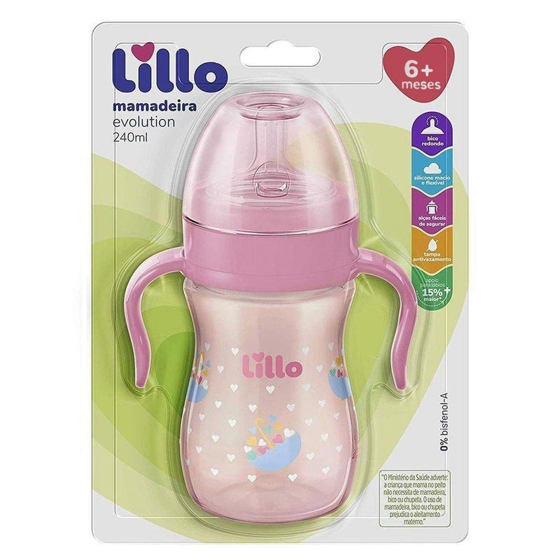Mamadeira Evolution com Alça Coração +6 Meses 240ml - Lillo
