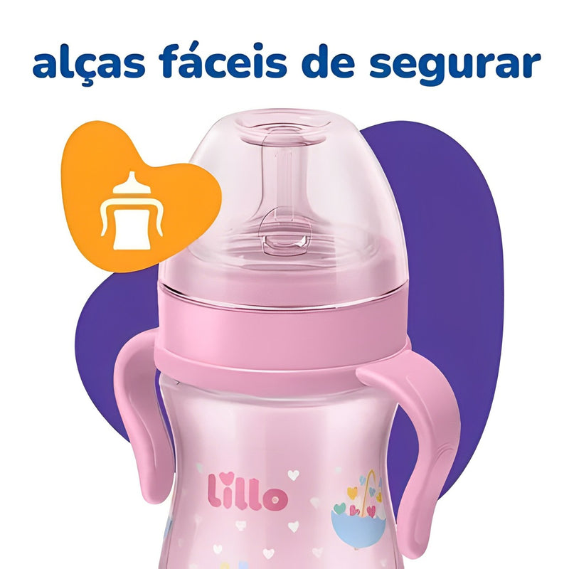 Mamadeira Evolution com Alça Coração +6 Meses 240ml - Lillo
