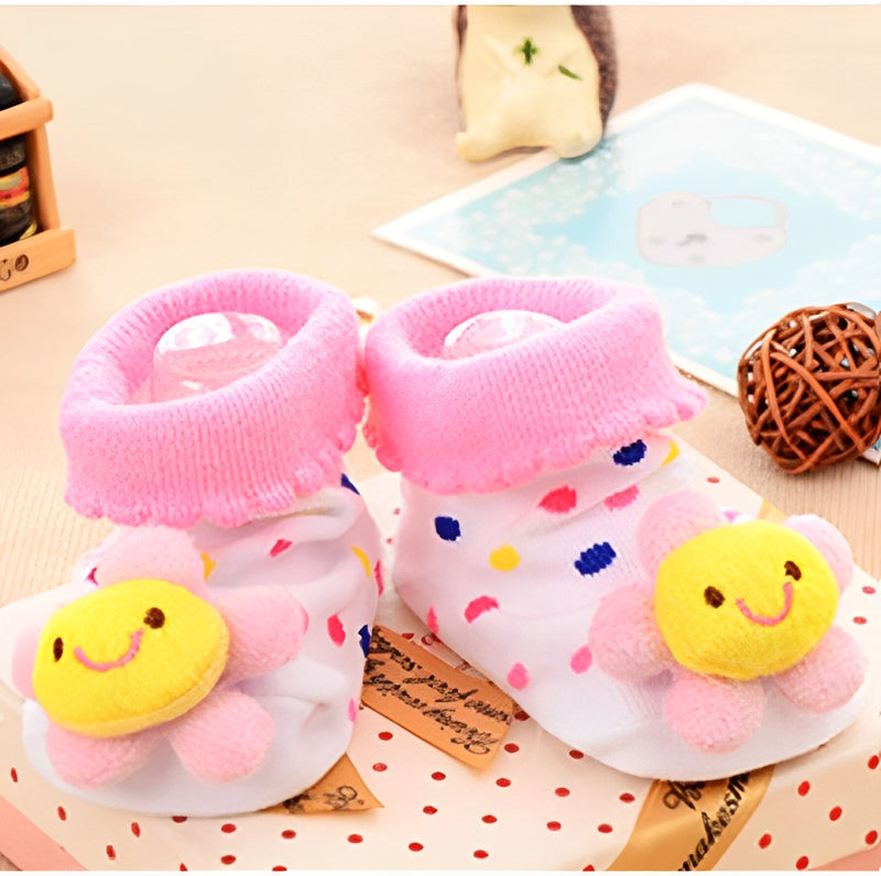 Meia Pantufa com Antiderrapante Aplique Flor Branca Tam 17 ao 24 - IBMKids