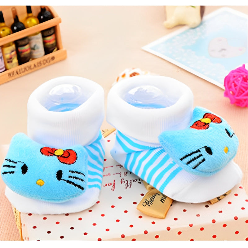 Meia Pantufa com Antiderrapante Aplique Hello Kitty Azul Tam 17 ao 24 - IBMKids
