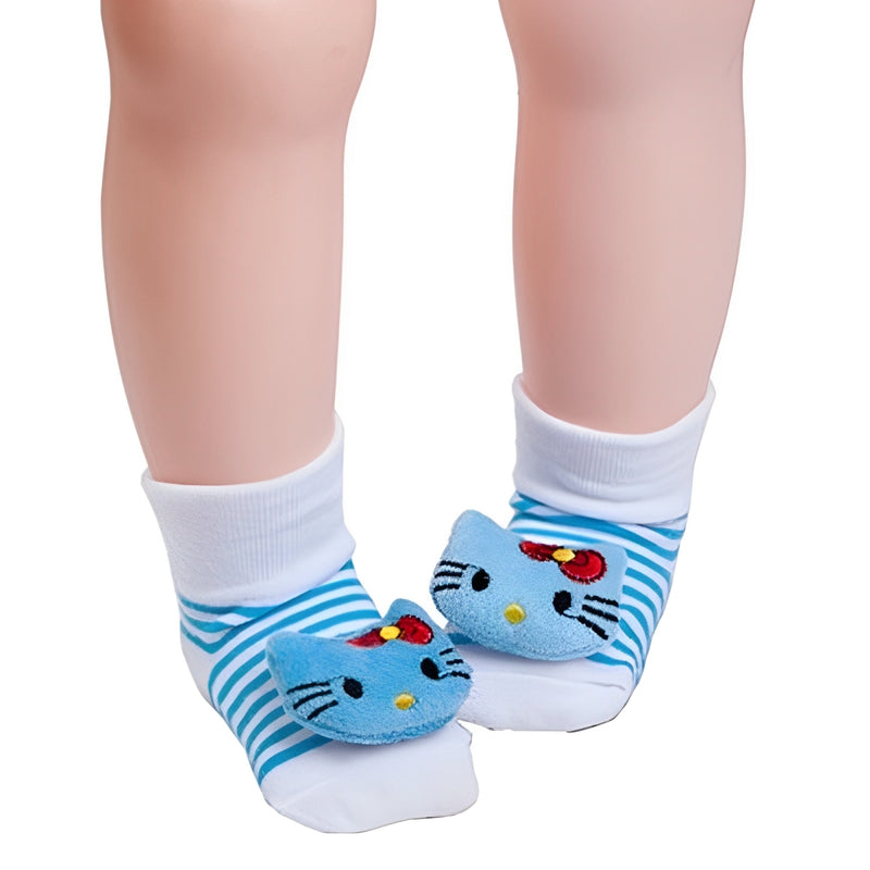 Meia Pantufa com Antiderrapante Aplique Hello Kitty Azul Tam 17 ao 24 - IBMKids