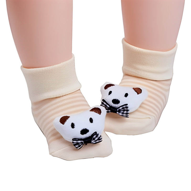 Meia Pantufa com Antiderrapante Aplique Ursinho Gravata Tam 17 ao 24 - IBMKids