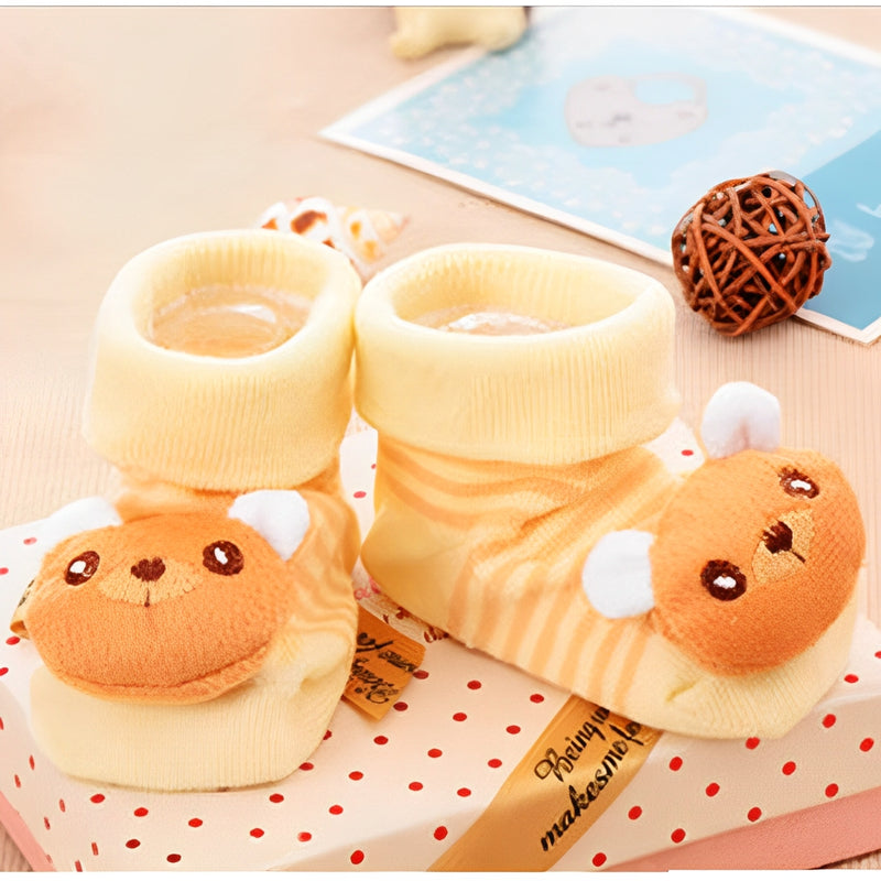 Meia Pantufa com Antiderrapante Aplique Ursinho Tam 17 ao 24 - IBMKids