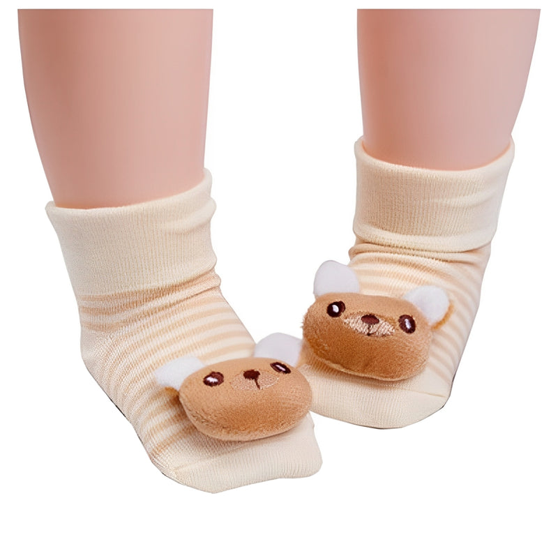 Meia Pantufa com Antiderrapante Aplique Ursinho Tam 17 ao 24 - IBMKids