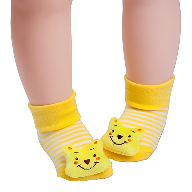 Meia Pantufa com Antiderrapante Aplique Ursinho Amarelo Tam 17 ao 24 - IBMKids