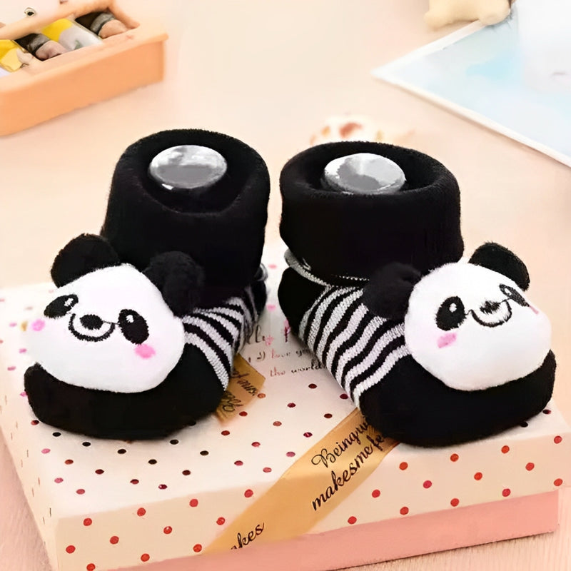 Meia Pantufa com Antiderrapante Aplique Panda Tam 17 ao 24 - IBMKids