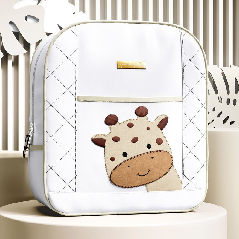 Mochila Maternidade Amiguinha Girafa Branco - Grão de Gente