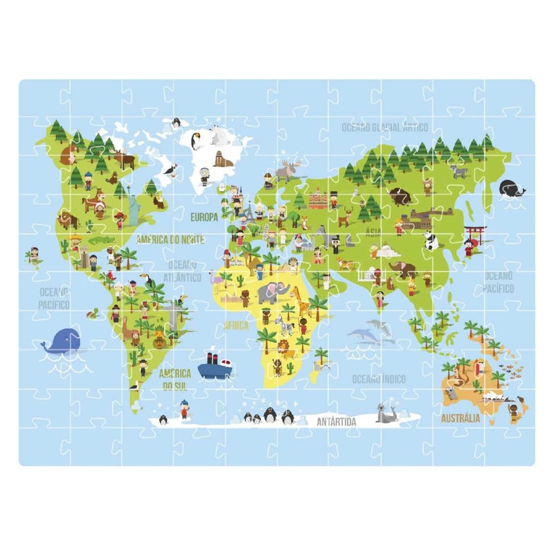 Brinquedo Didático Quebra Cabeça Mapa Mundi 100 Peças