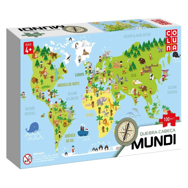Brinquedo Didático Quebra Cabeça Mapa Mundi 100 Peças