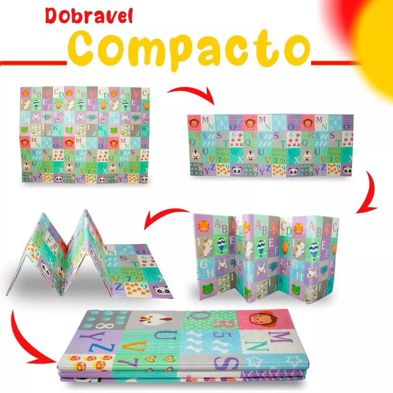 Tapete Infantil Tummy Time Dobrável Dupla Face Estampado - IBM Kids