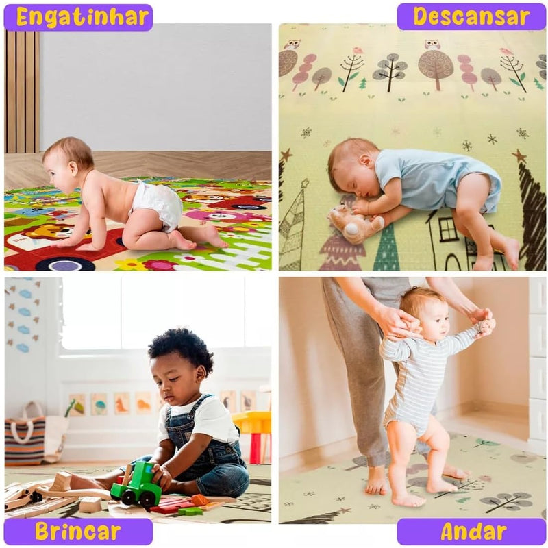 Tapete Infantil Tummy Time Dobrável Dupla Face Estampado - IBM Kids