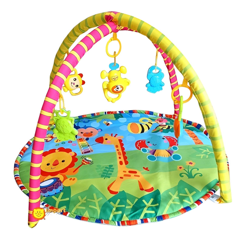 Tapete de Atividades Tummy Time Ginásio Redondo Colorido Estampado